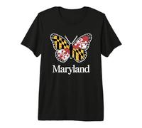 Drapeau de l'État du Maryland Papillon Art Pride T-Shirt Haut de Gamme