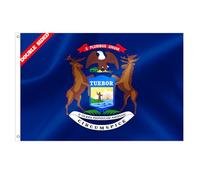 Drapeau de l'État du Michigan - 1,5 x 2,4 m - Double face - Couleurs vives - Résistant à la décoloration - Polyester avec œillets en laiton - Cadeaux et décoration de chambre - Intérieur et extérieur