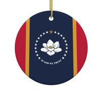Drapeau de l'État du Mississippi Décoration de Noël à suspendre Cadeaux de Noël L'Étrange de Monsieur Jack Ornements ronds en porcelaine