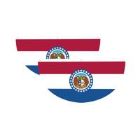 Drapeau de l'État du Missouri en demi-cercle à suspendre pour l'extérieur | Lot de 2 bannières imperméables et durables à 3 œillets pour porche, clôture et balcon. Événements patriotiques de la fête