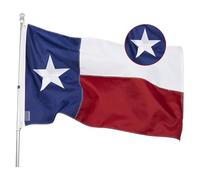 Drapeau de l'État du Texas 0,9 x 1,5 m - Drapeau brodé cousu en nylon Oxford 210D de couleurs vives et résistant à la décoloration - Œillets en laiton et ourlet à 4 points - Pour toutes les conditions