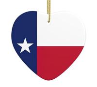Drapeau de l'État du Texas Ornements de Noël, Ornement pour sapin de Noël, souvenir en céramique en forme de cœur, ornement de Noël