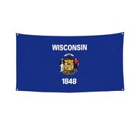 Drapeau de l'État du Wisconsin - Bannière imprimée - 177,8 x 88,9 cm - Bannière de fête de Noël - 180 x 90 cm