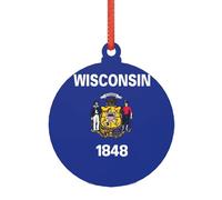 Drapeau de l'État du Wisconsin - Décoration de Noël pour mariage - Alternative moderne en acrylique aux décorations de Noël polyvalentes