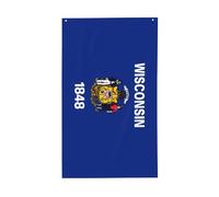 Drapeau de l'État du Wisconsin. Drapeau décoratif d'extérieur 0,9 x 1,5 m, bannière verticale en polyester