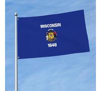 Drapeau de l'État du Wisconsin - Drapeau décoratif d'extérieur pour jardin, porche, mur, terrasse, porte d'entrée, arrière-cour
