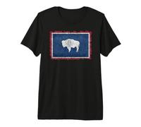 Drapeau de l'État du Wyoming - Style rétro Vintage T-Shirt Haut de Gamme