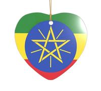 Drapeau de l'Éthiopie - Cadeau de mariage personnalisé - Décoration de Noël en acrylique pour jeunes mariés et couples