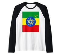 Drapeau de l'Éthiopie - Cœur éthiopien - Fête Nationale du Patrimoine Fier Manche Raglan