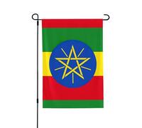 Drapeau de l'Éthiopie double face résistant aux intempéries 71 x 102 cm, bannière décorative saisonnière pour jardin, cour et porche