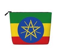 Drapeau de l'Éthiopie Faux Chanvre Trousse de Maquillage Grande Capacité Organisateur de Voyage pour Voyage d'affaires et Usage quotidien