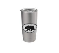 Drapeau de l'Euro de style californien Grizzly Bear Blanc Gobelet isotherme en acier inoxydable double paroi