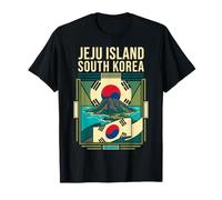 Drapeau de l'île de Jeju Corée du Sud Hallasan Vintage Art T-Shirt