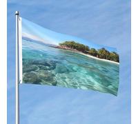 Drapeau de l'île des Fidji et de la mer transparent, 6 x 0,9 m, double face, ne se décolore pas, drapeau de jardin avec bannière extérieure en laiton, décoration pour cour, porche, pelouse