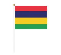 Drapeau de l'île Maurice à main double face - 14 x 20,8 cm - Accessoires pour fête, événement sportif