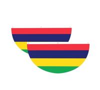Drapeau de l'île Maurice en demi-cercle à suspendre pour l'extérieur | Lot de 2 bannières imperméables et durables à 3 œillets pour porche, clôture et balcon. Événements patriotiques de la fête