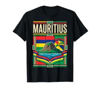 Drapeau de l'Ile Maurice Le Morne Brabant Art Rétro T-Shirt
