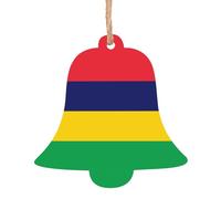 Drapeau de l'île Maurice Ornement en Bois Pendentif Cloche 1 PC pour Arbre, Murale et Porte Décor - Style Vintage