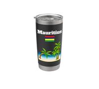 Drapeau de l'île Maurice pour amoureux de la plage souvenir de voyage Gobelet isotherme en acier inoxydable double paroi