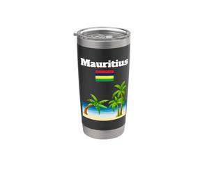 Drapeau de l'île Maurice pour amoureux de la plage souvenir de voyage Gobelet isotherme en acier inoxydable double paroi