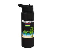 Drapeau de l'île Maurice pour amoureux de la plage souvenir de voyage Stainless Steel Insulated Water Bottle