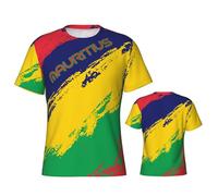 Drapeau De L'Île Maurice Tee Shirt Homme T-Shirt Col Rond T-Shirts De Sport Moderne Sportswear pour Gym Sport Yoga XXL