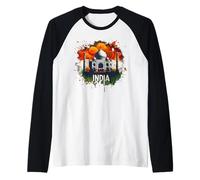 Drapeau de l'Inde Taj Mahal éléphant Fête de l'indépendance Manche Raglan