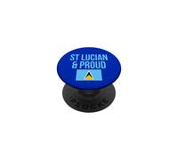 Drapeau de l'Indépendance Sainte-Lucie et fière Sainte Lucie Carnaval Mas PopSockets PopGrip Adhésif