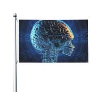 Drapeau de l'intelligence artificielle (1) 91 x 152 cm - Drapeau double face avec œillets en laiton - Ne se décolore pas - Décoration d'intérieur ou d'extérieur