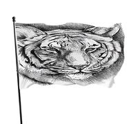 Drapeau de lion 1,5 x 2,4 m, animal sauvage esquissé, tête de lion africaine sibérienne, grandes bannières de bienvenue pour maison, jardin, cour, pelouse, décoration gris, noir, blanc
