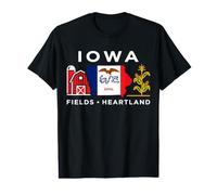 Drapeau de l'Iowa USA Grange Corn Heartland Voyage Art T-Shirt Graphique avec Valeur