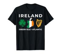 Drapeau de l'Irlande Carte Trèfle Harpe Celtique Patrimoine Irlandais Graphique T-Shirt Graphique avec Valeur