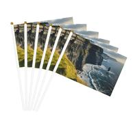 Drapeau de l'Irlande pour l'extérieur du comté de Clare The Cliffs - Pratique - Drapeau à main polyvalent - Pour les fêtes, les défilés, les décorations de vacances