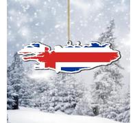 Drapeau de l'Islande 2D en acrylique - Décorations de Noël souvenir de l'Islande - Drapeaux nationaux pour sapin de Noël, boules de Nouvel An à collectionner - Souvenir de vacances - Étiquette de bas