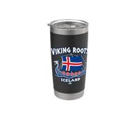 Drapeau de l'Islande avec racines vikings - Style vintage Gobelet isotherme en acier inoxydable double paroi