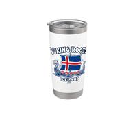 Drapeau de l'Islande avec racines vikings - Style vintage Gobelet isotherme en acier inoxydable double paroi