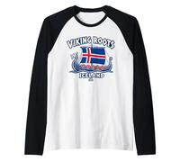 Drapeau de l'Islande avec Racines Vikings - Style Vintage Manche Raglan