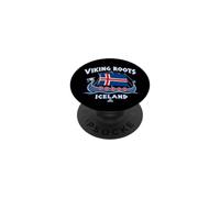 Drapeau de l'Islande avec Racines Vikings - Style Vintage PopSockets PopGrip Adhésif