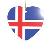 Drapeau de l'Islande - Cadeau de mariage personnalisé - Décoration de Noël en acrylique pour jeunes mariés et couples