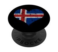 Drapeau de l'Islande - Cœur d'amour - Maison - Vacances - Famille PopSockets PopGrip Adhésif