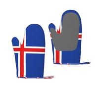 Drapeau de l'Islande Gants en silicone isolant thermique et anti-brûlure avec paume antidérapante Convient pour four grill