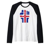 Drapeau de l'Islande Poing surélevé Islandais Islanders de la résilience Manche Raglan