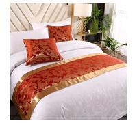 Drapeau de lit à motif queue de phénix de 50 cm de large, fond bleu avec bord doré, serviette de chevet, décoration de lit, hôtels, séjours chez l'habitant (style 4,50 x 260 cm, 1 pièce)