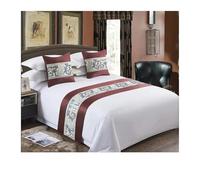 Drapeau de lit Broderie Drapeau de lit Jeté Chemin de lit Chambre de Mariage Hôtel Décoration de la Maison Queue de lit Serviette Taie d'oreiller(Clear,45x45 Pillowcase)