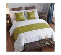 Drapeau de lit Broderie Drapeau de lit Jeté Chemin de lit Chambre de Mariage Hôtel Décoration de la Maison Queue de lit Serviette Taie d'oreiller(White,50x180cm)