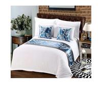 Drapeau de lit Broderie Drapeau de lit Jeté Chemin de lit Chambre de Mariage Hôtel Décoration de la Maison Queue de lit Serviette Taie d'oreiller(Khaki,45x45 Pillowcase)