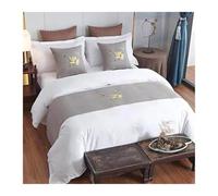 Drapeau de lit Broderie Drapeau de lit Jeté Chemin de lit Chambre de Mariage Hôtel Décoration de la Maison Queue de lit Serviette Taie d'oreiller(Light Grey,50x210cm)