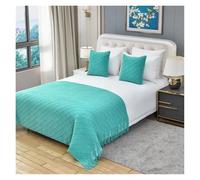 Drapeau de lit Couvre-Lits de Couleur Unie avec Pompons Modernes for Les Pieds du lit Queen Size King Size Décoration de la Maison(Lake Water Green,Cushion Cover 1pc)
