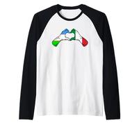 Drapeau de l'Italie Ouzbékistan - Cœur Italien ouzbékistanais Manche Raglan