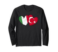 Drapeau de l'Italie Turquie Cœur Türkiye Italien Turquie Amitié Manche Longue